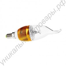 Светодиодная лампа (LED) E14 3Вт, 220В, в форме свечи, радиатор бронза